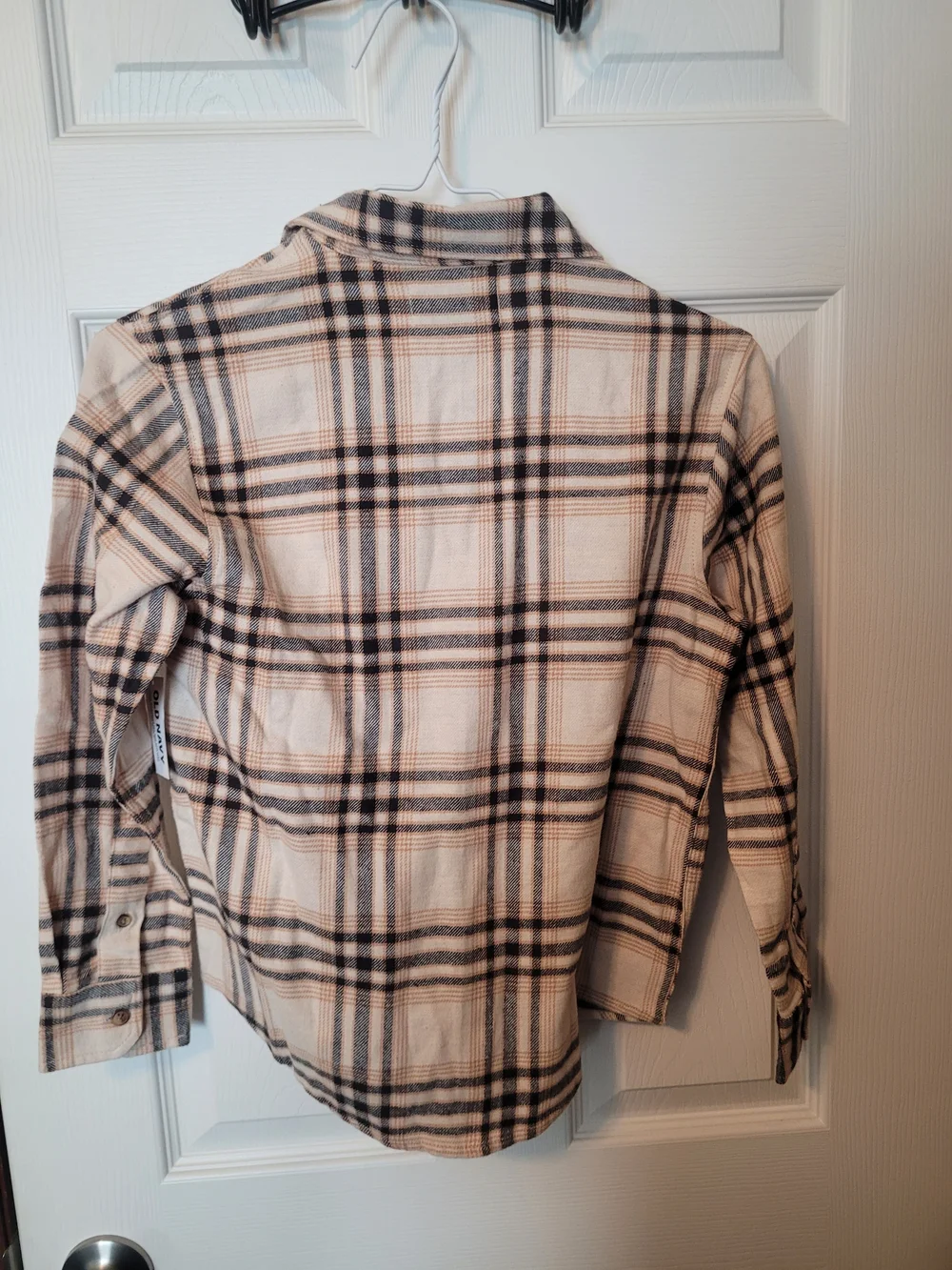 Old Navy Beige & Black Plaid Button-Up Shirt